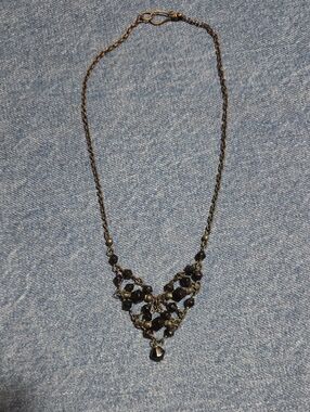 Elegant Black Crystal V-Shaped Necklace